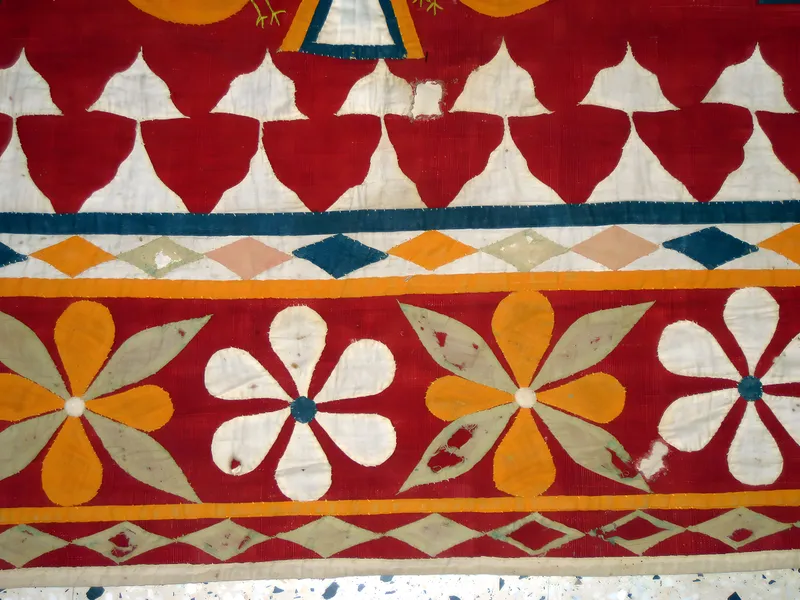 Appliqué flowers, detail