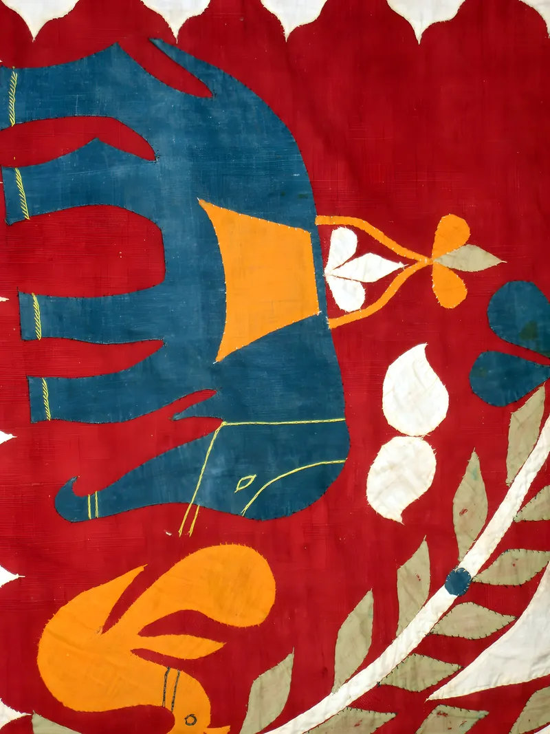 Appliqué elephants, detail