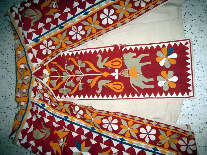 Appliqué door hanging with elephants