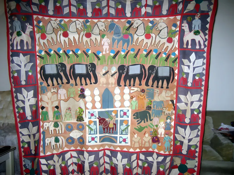 Embroidered hanging with elephants and riders