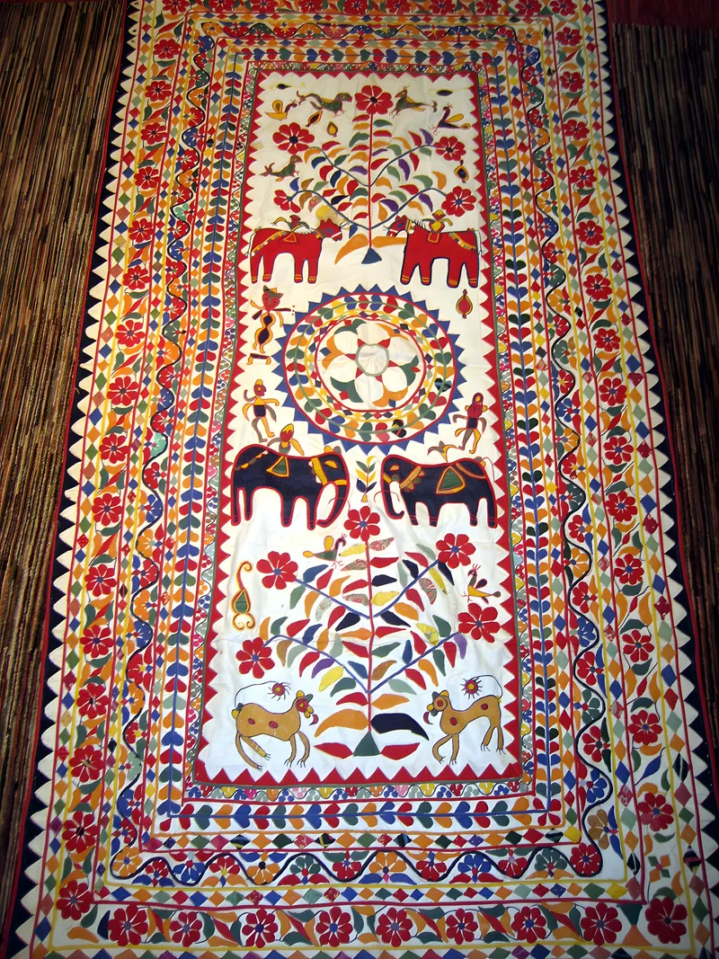 Embroidered runner with animals