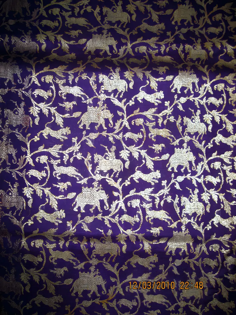 Purple brocade with animals