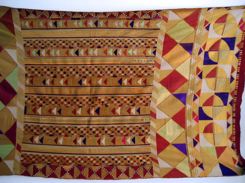 Embroidered frieze with geometric bands