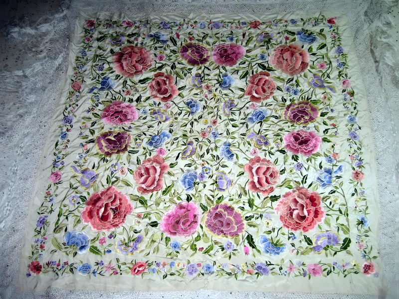 Embroidered floral square