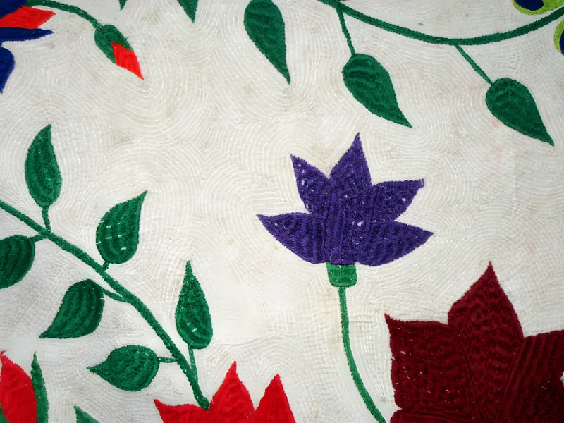 Lotus-and-vine kantha, detail