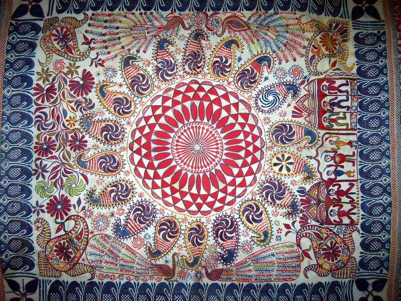 Sun-wheel kantha, detail