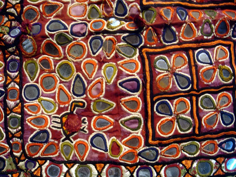 Mirror-work embroidery, detail