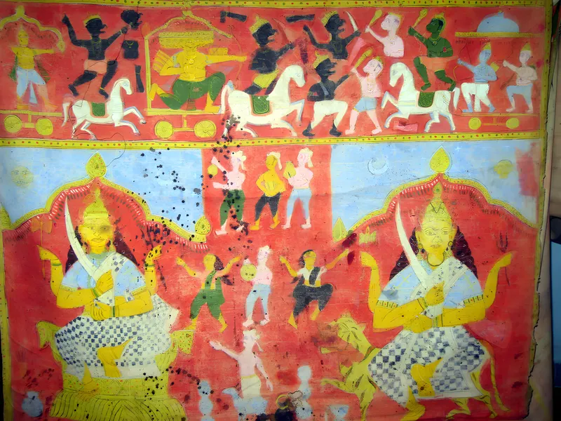 Painted panel with figures