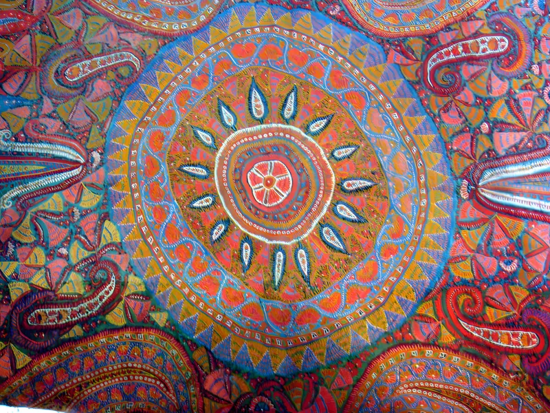 Embroidered shawl with medallion