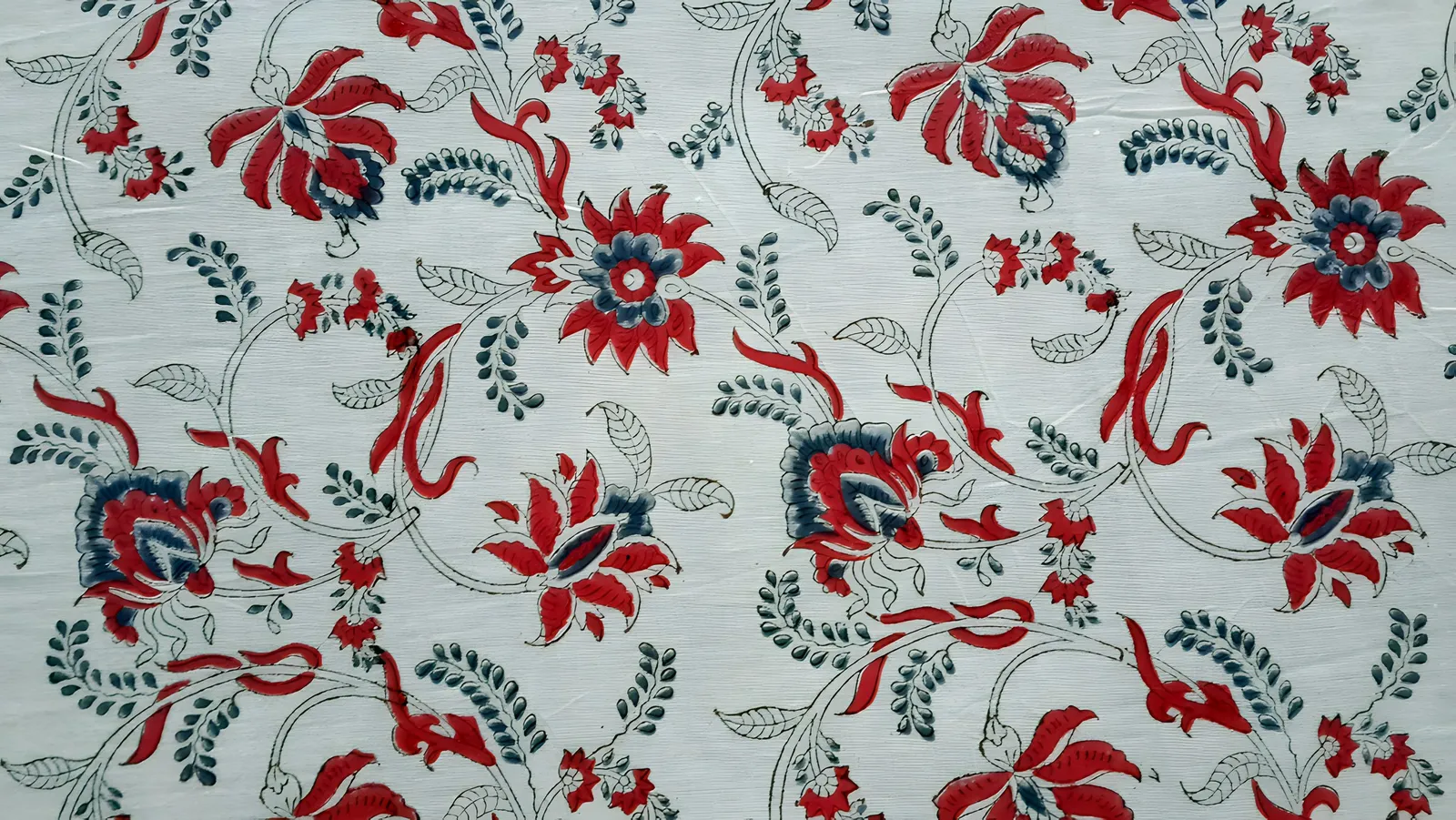 Red floral block print