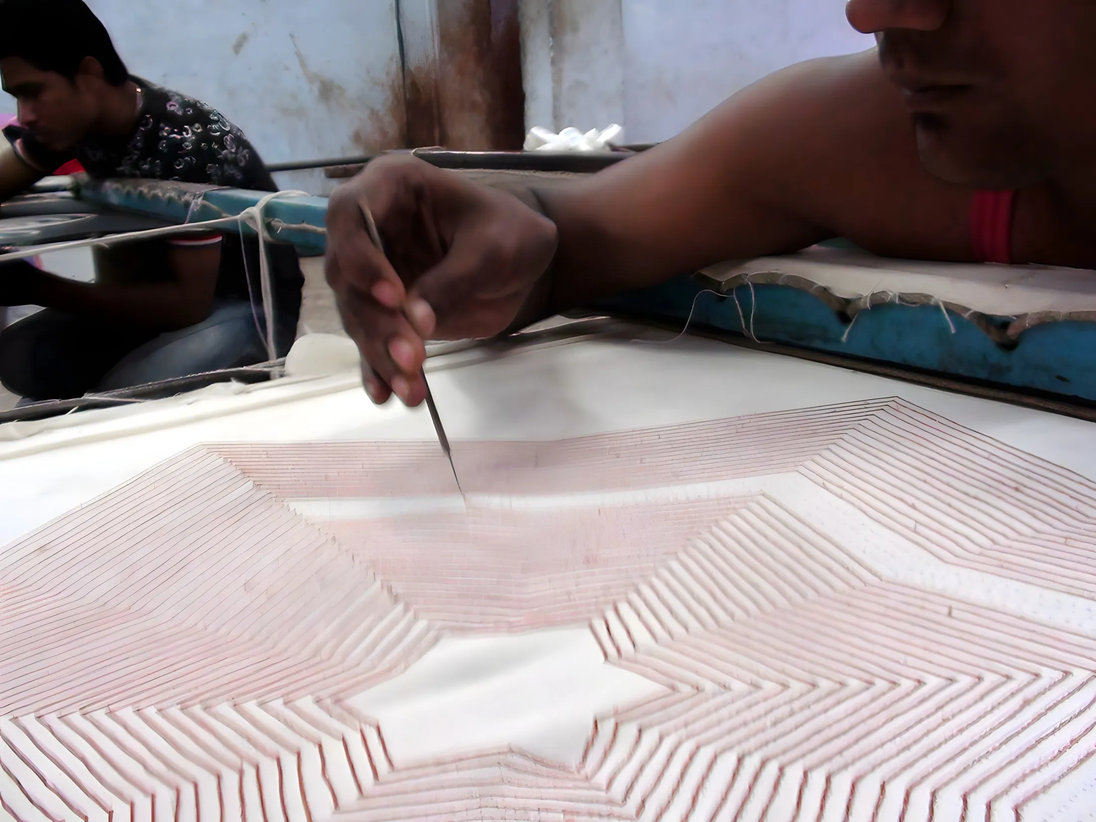 Kantha-style stitching on the frame