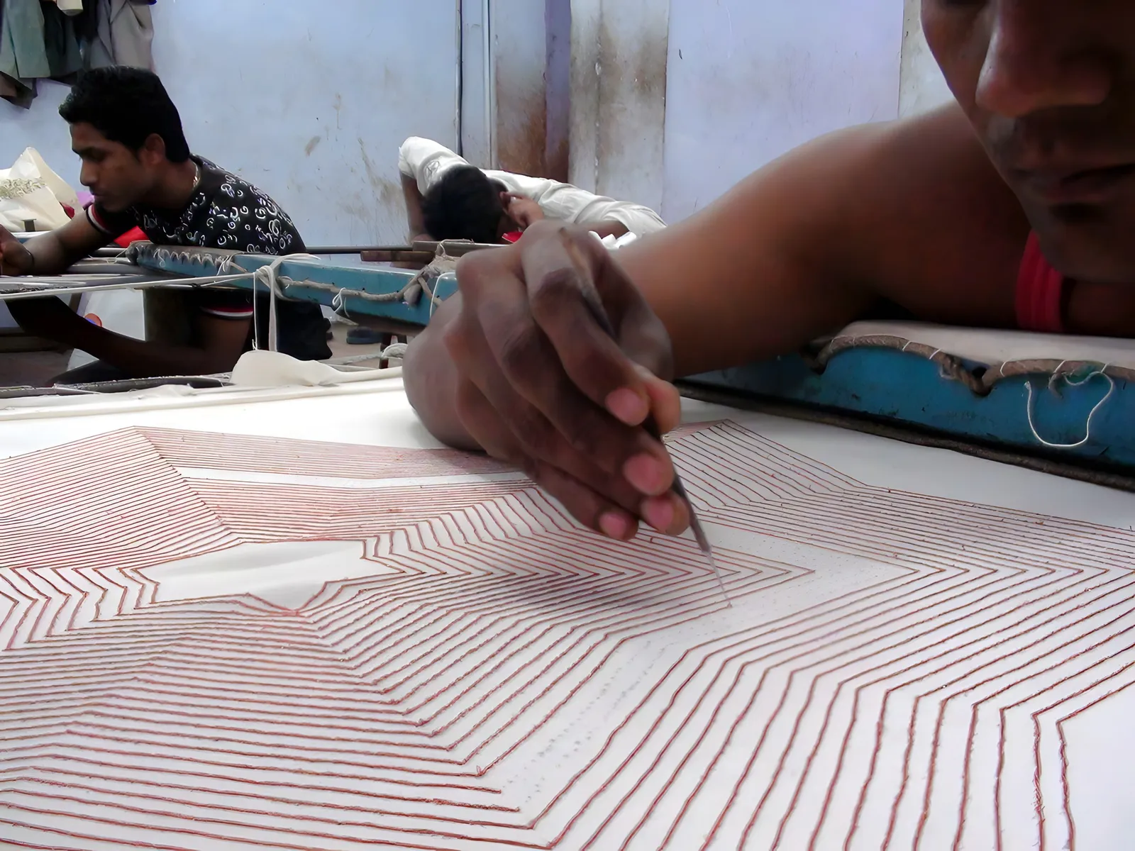 Hand embroidery on the frame