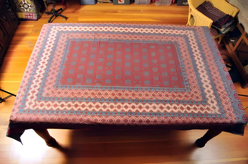 Block-printed table cover