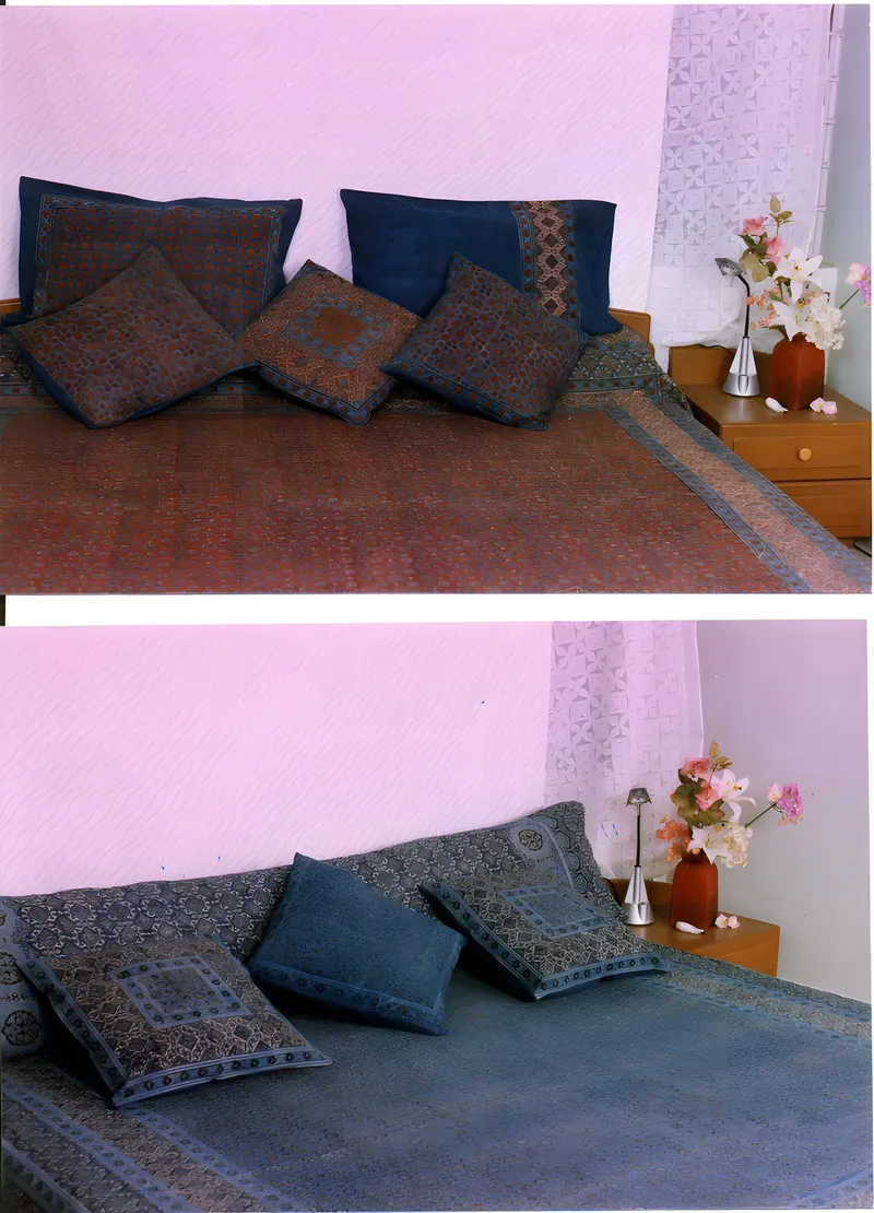 Natural indigo hand block-printed bedcover