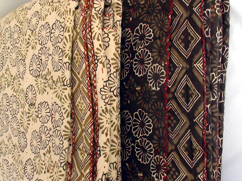 Hand-stitched kantha quilt