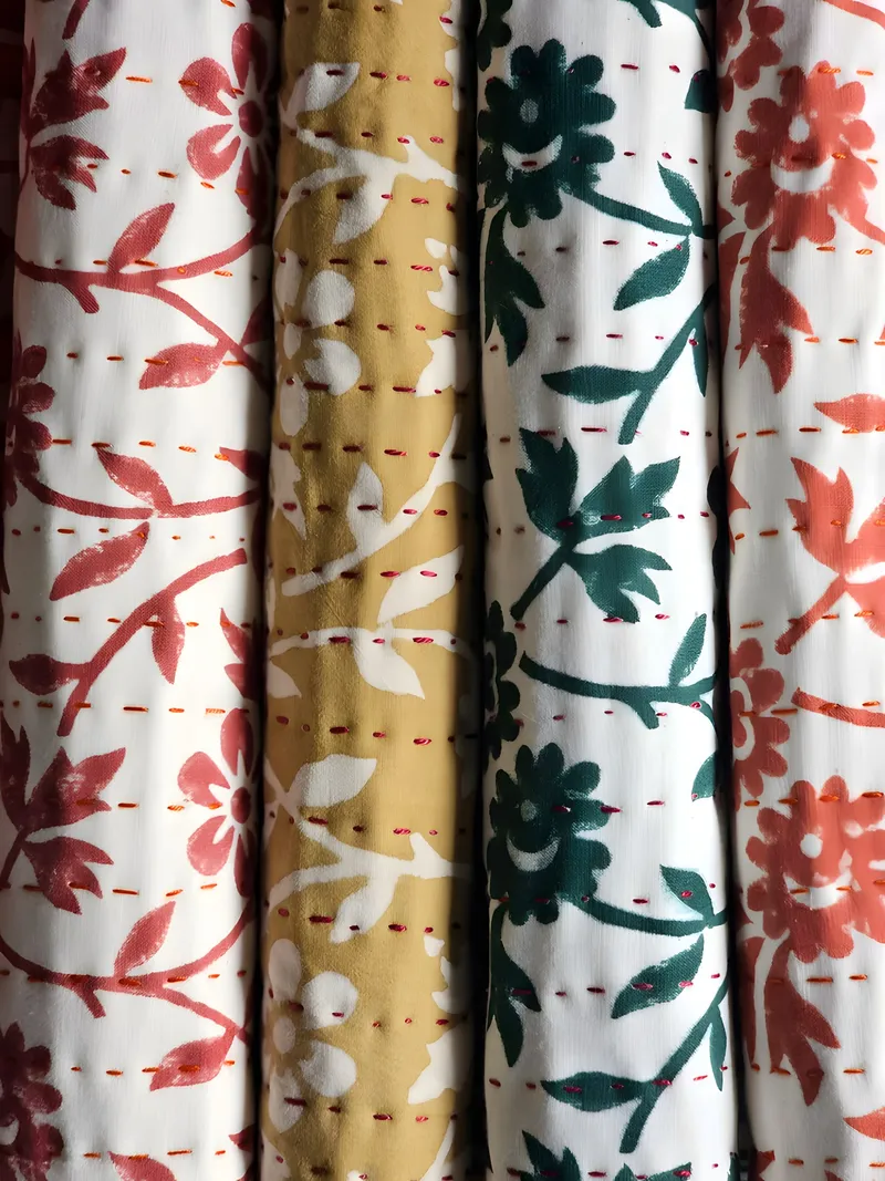 New for 2026: four colourways of the floral quilt