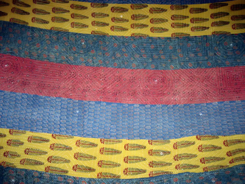 Block-printed patchwork quilt