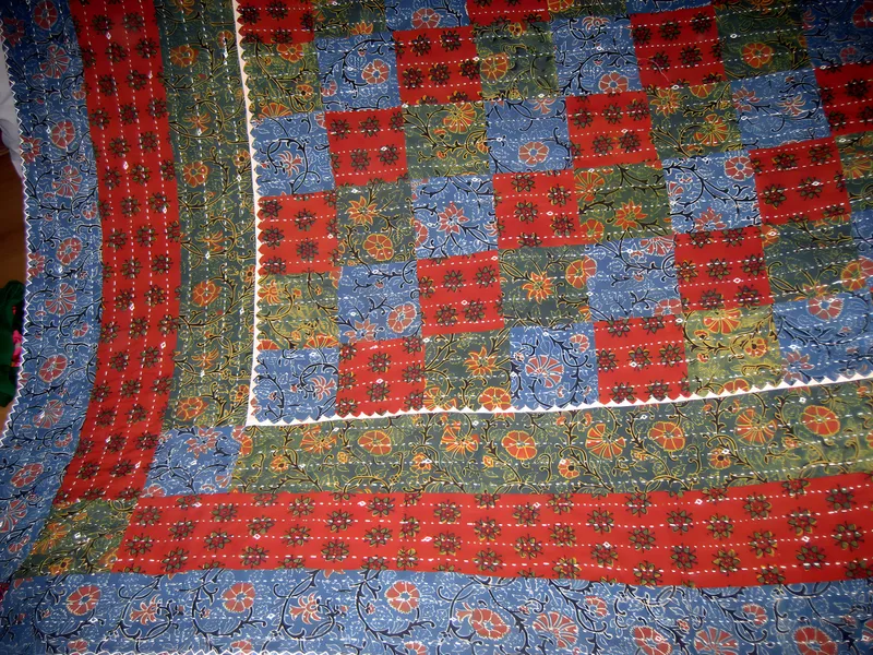 Block-printed quilt, detail