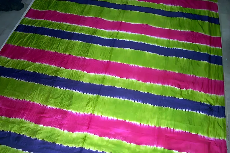 Tie-dyed striped silk quilt, detail