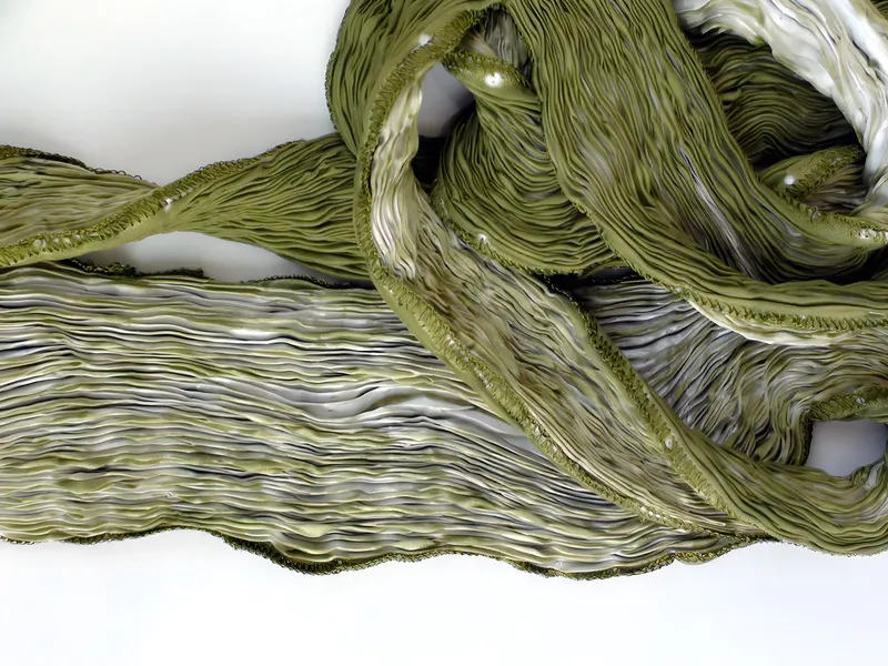 Crinkle silk in olive