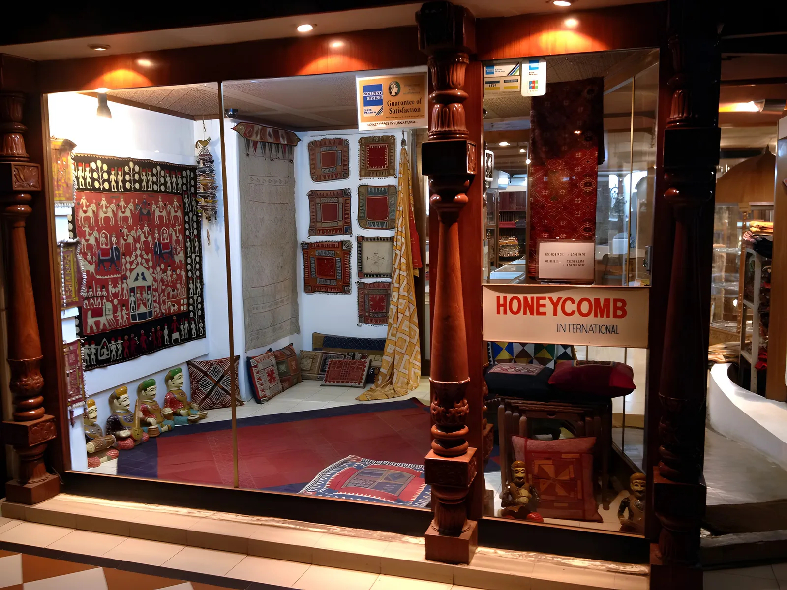 Bedcovers and throws on display
