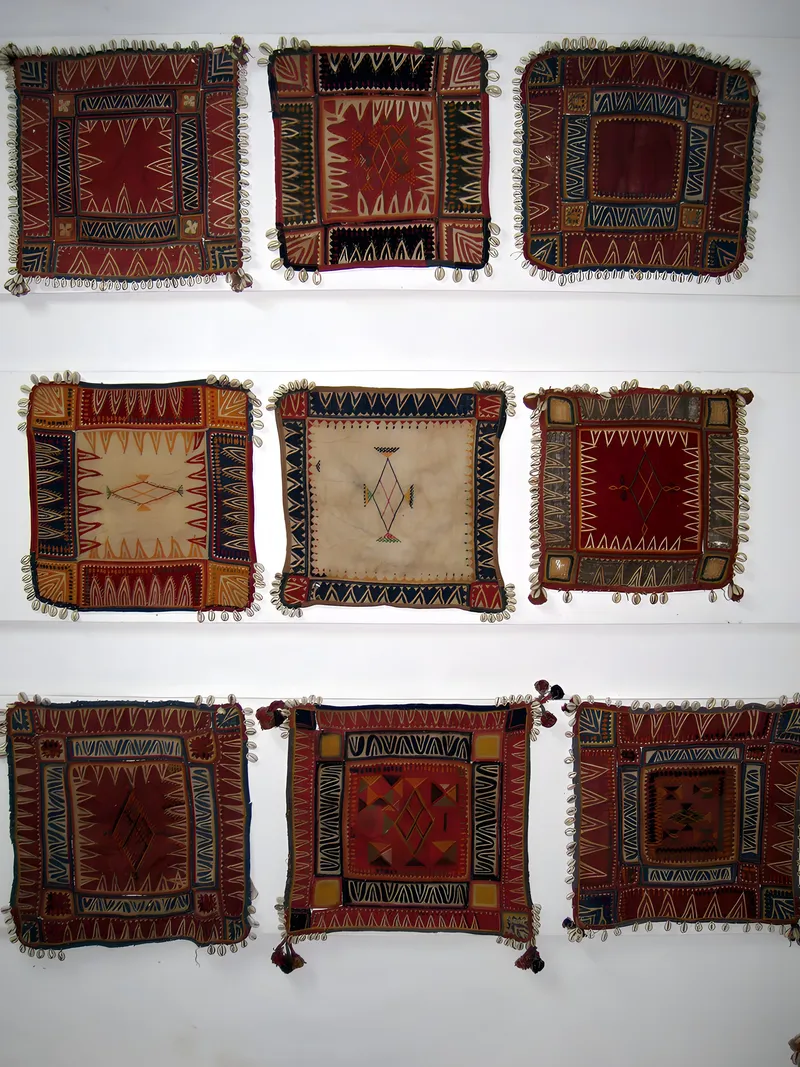 Antique embroidered cushion cover